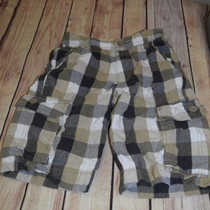 Ruff Hewn Brown Tan Plaid Boys Shorts Size 8
